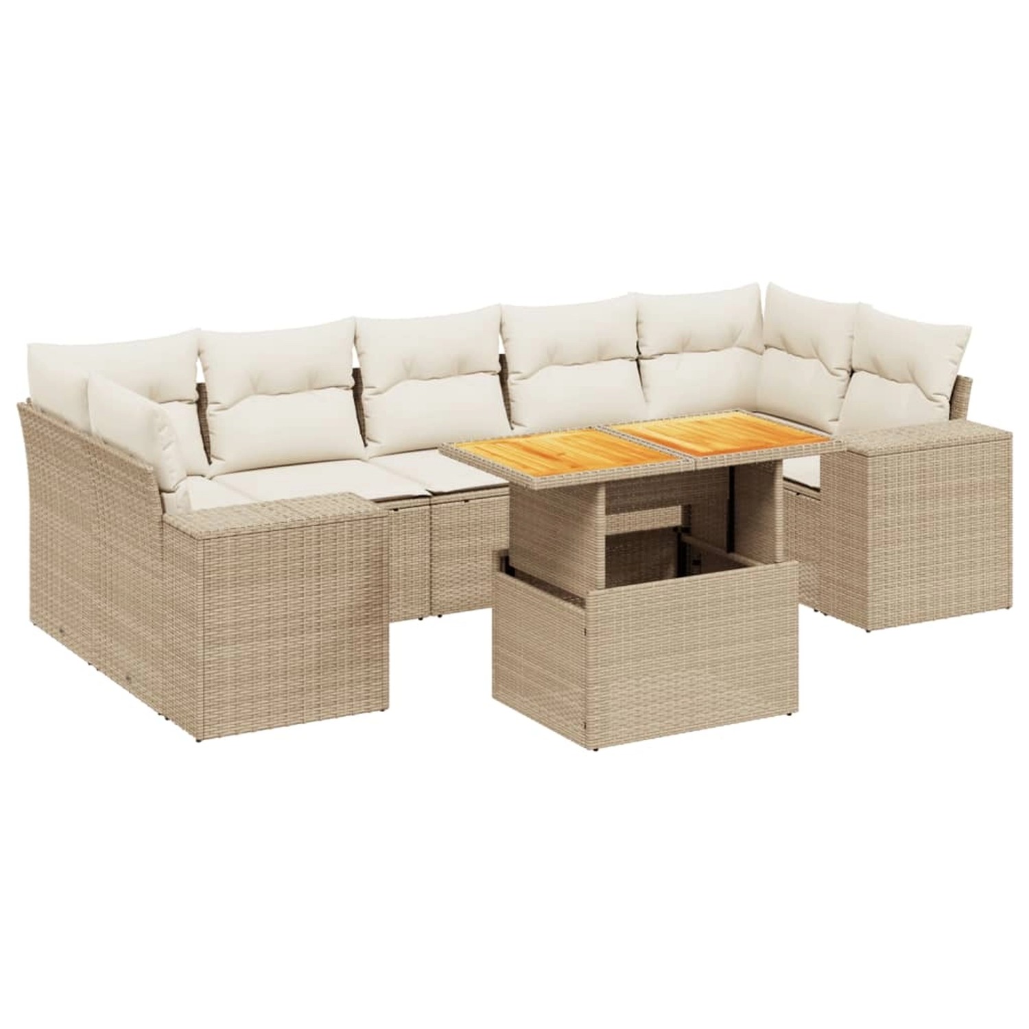 vidaXL 8-Tlg Garten-Sofagarnitur mit Kissen Beige Poly Rattan 3272549 günstig online kaufen