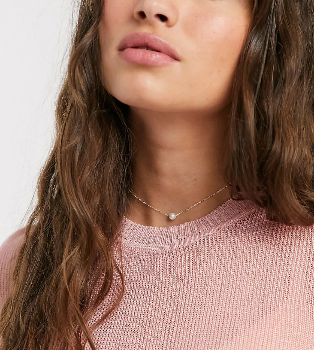 Kingsley Ryan – Choker-Halskette aus Sterlingsilber mit Perlenanhänger günstig online kaufen