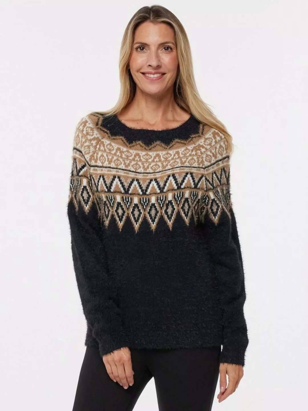 Sarah Kern Strickpullover Norwegerpullover koerpernah mit Ethnomuster günstig online kaufen