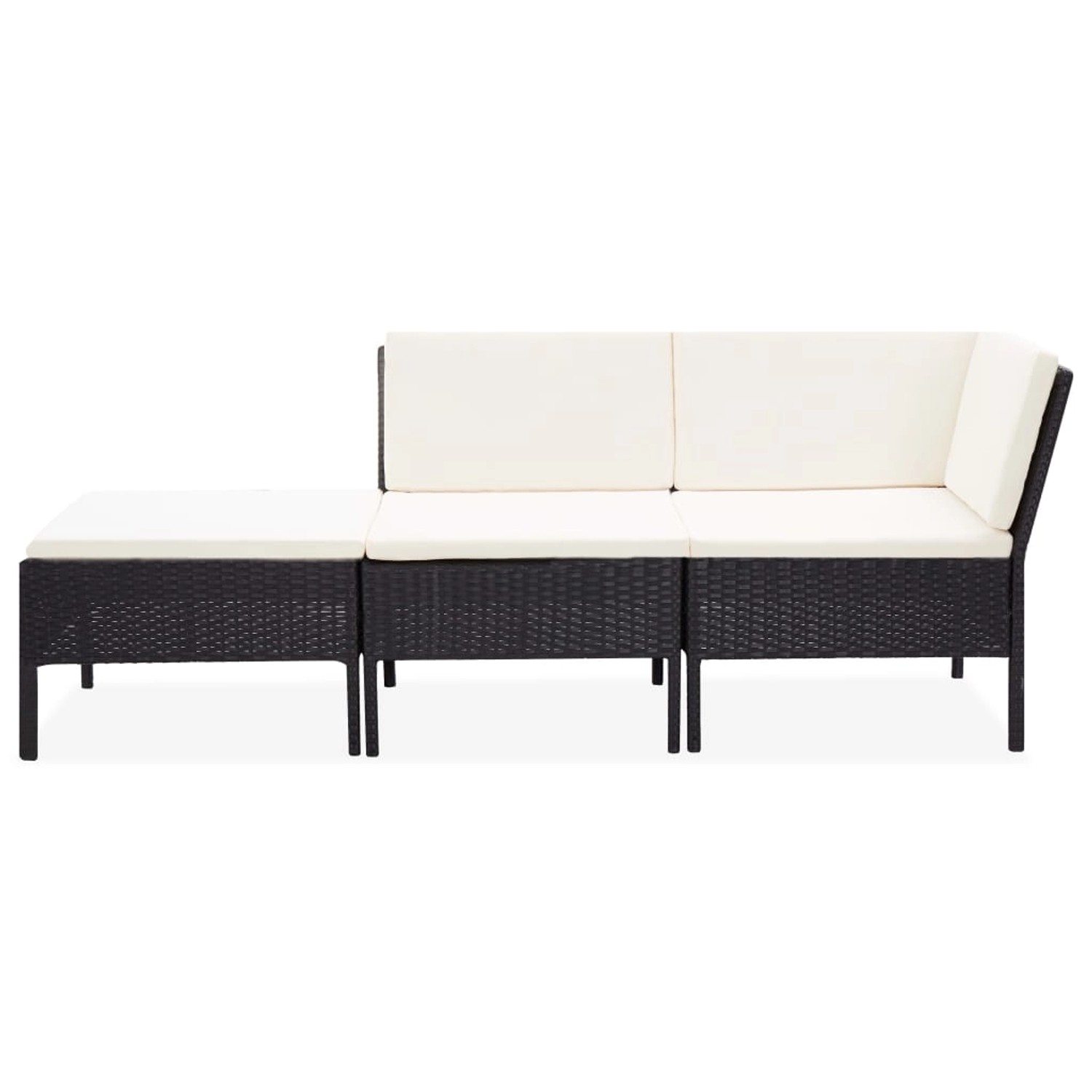 3-tlg. Garten-lounge-set Mit Auflagen Poly Rattan Schwarz günstig online kaufen