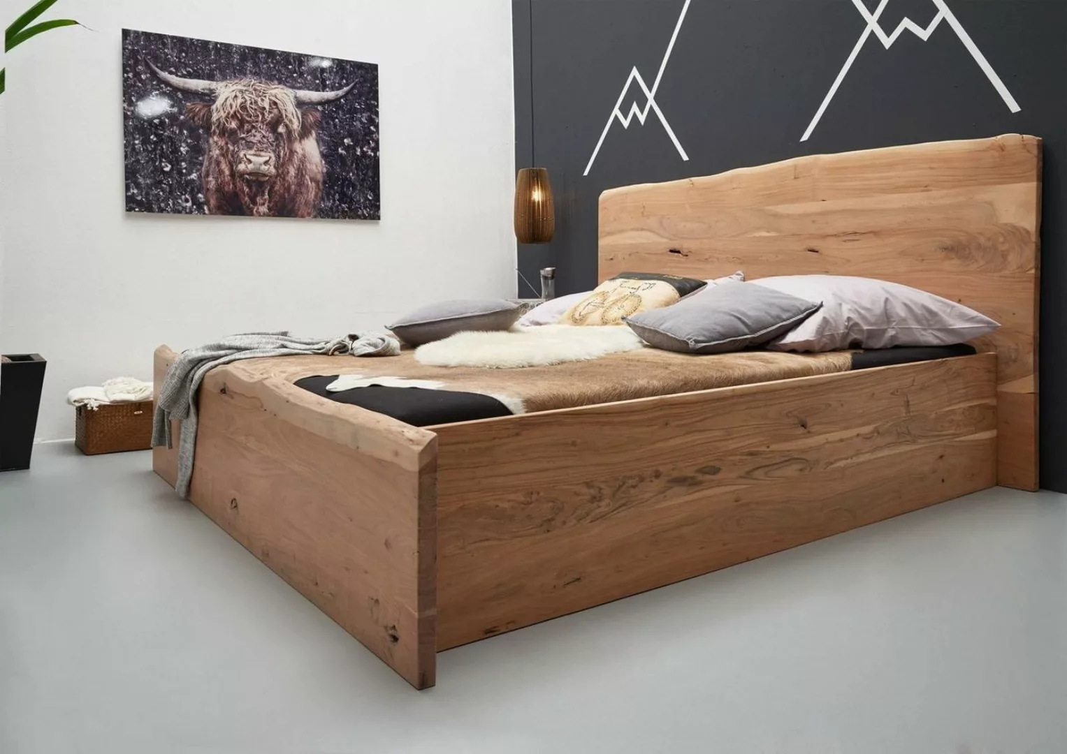 Massivmoebel24 Massivholzbett Bett Akazie 200x200x105 natur lackiert PURE A günstig online kaufen