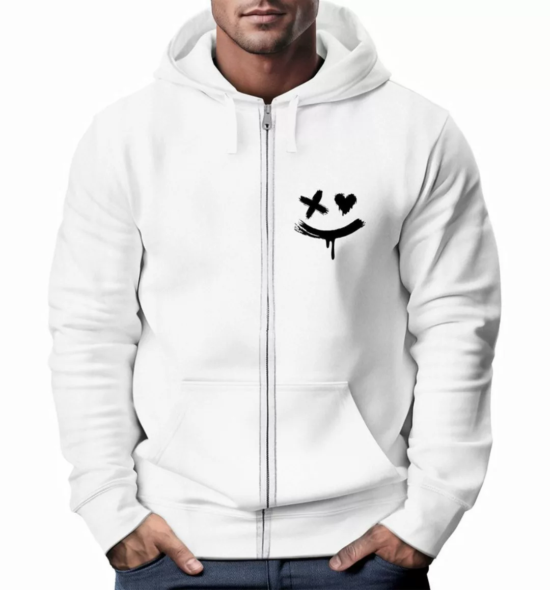 Neverless Sweatjacke Herren Sweatjacke mit Kapuze Print Drippy Smile Zip-Ho günstig online kaufen