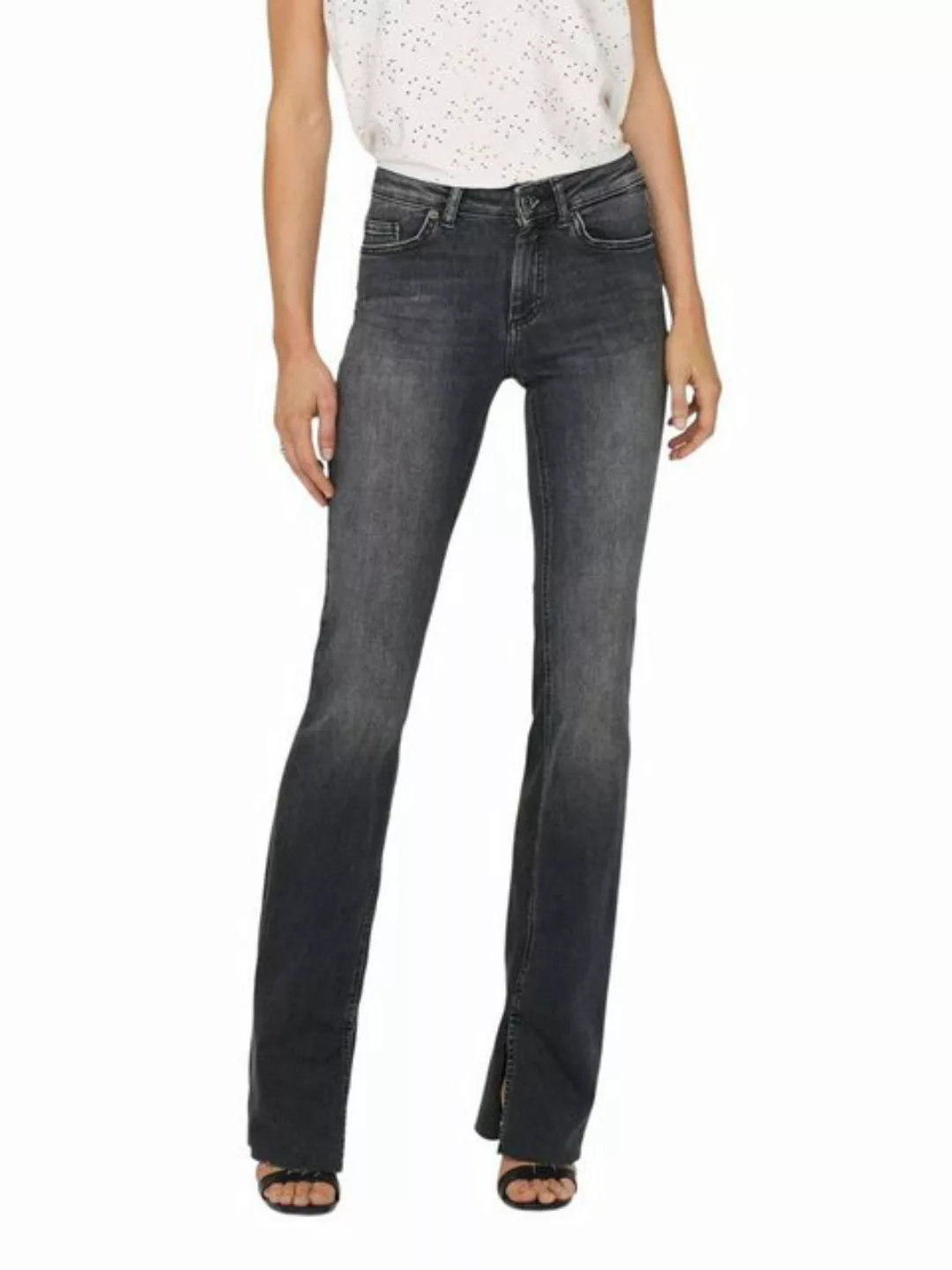Only Damen Jeans ONLBLUSH HW REA109 Flared Fit - Schwarz - Black Denim günstig online kaufen