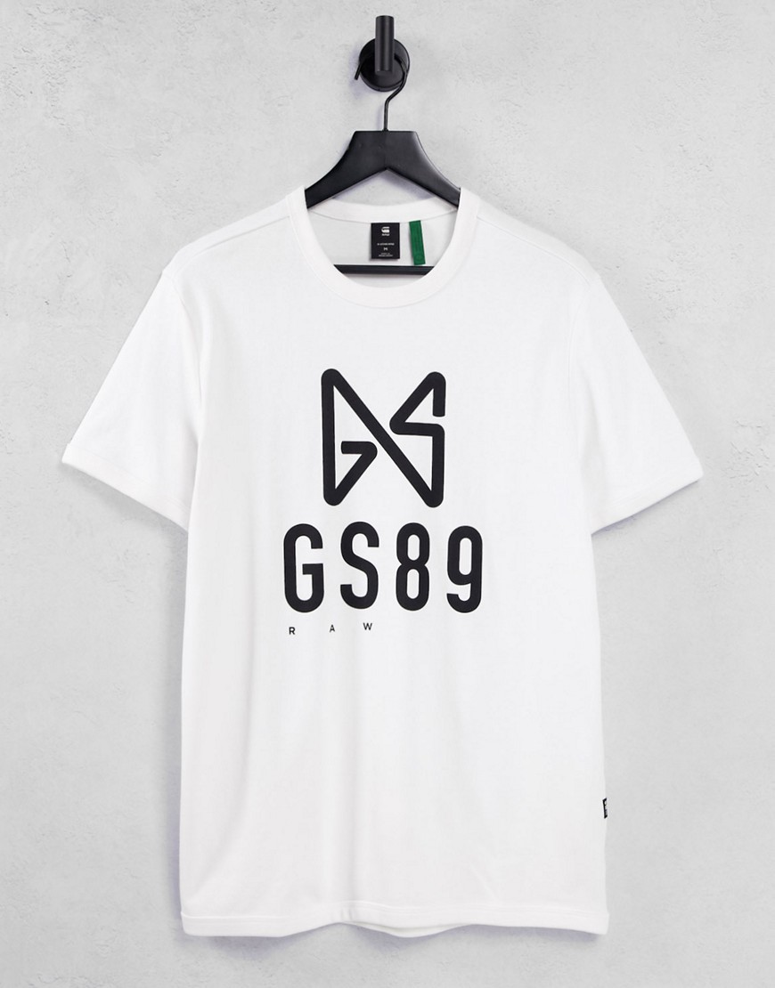 G-Star – T-Shirt mit großem Logoprint in Weiß günstig online kaufen