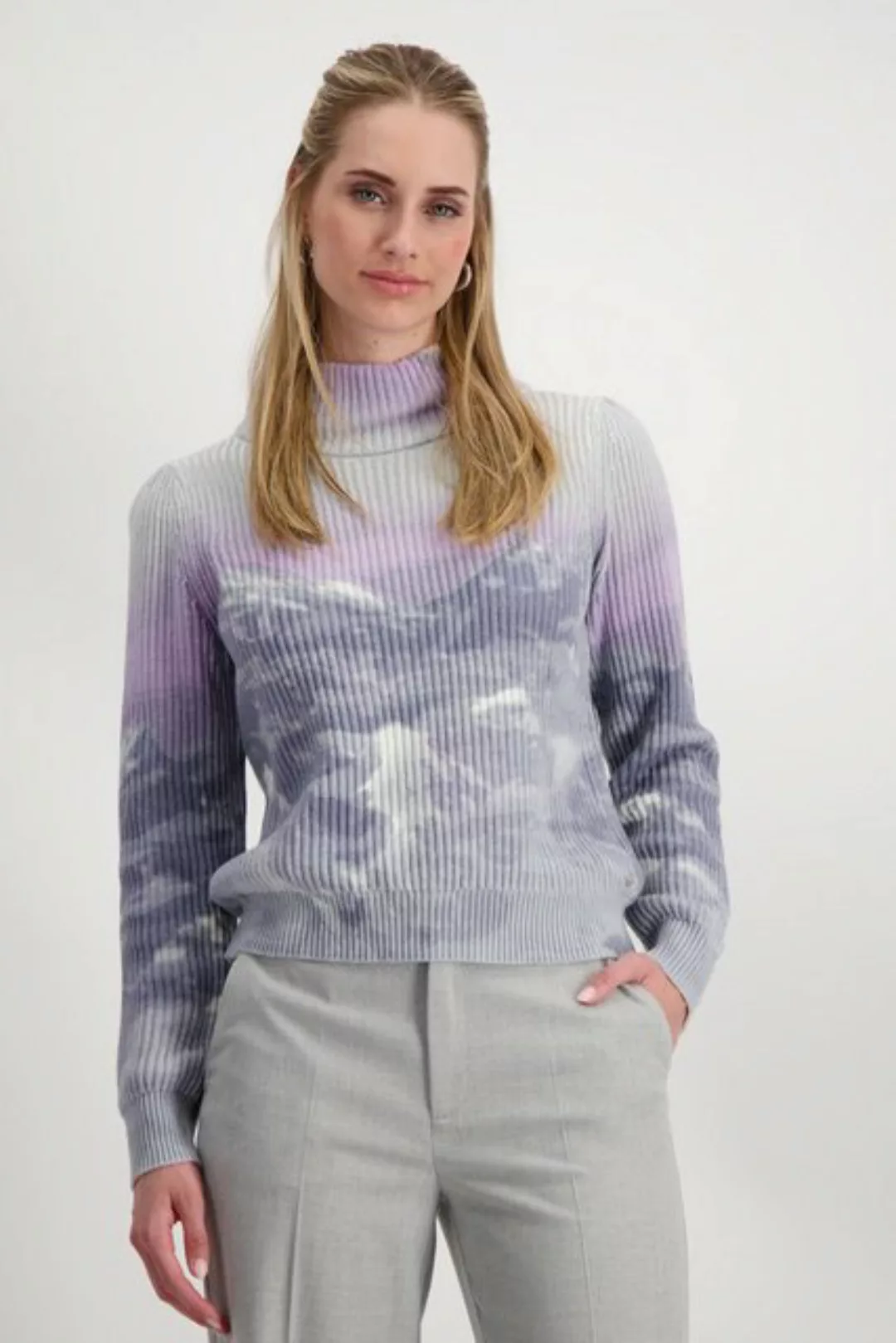 Monari Stehkragenpullover Bergmotiv, weiche Textur günstig online kaufen