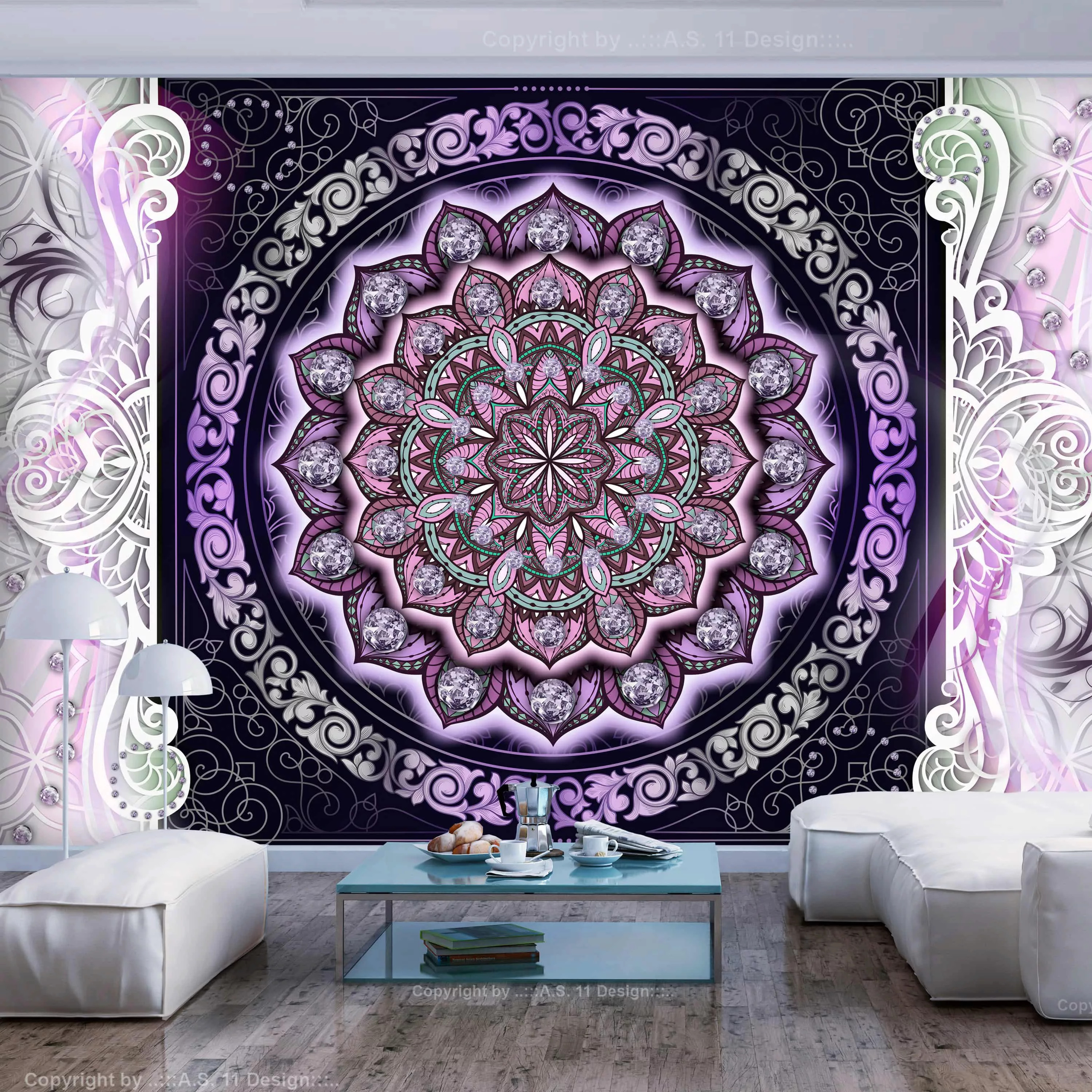 Selbstklebende Fototapete - Round Stained Glass (Violet) günstig online kaufen