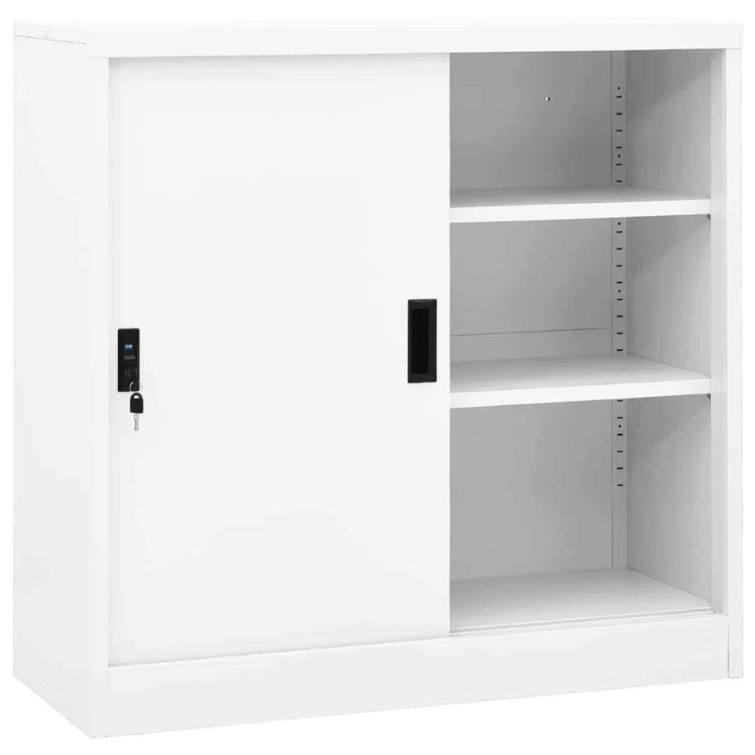 Büroschrank Mit Schiebetür Weiß 90x40x90 Cm Stahl günstig online kaufen