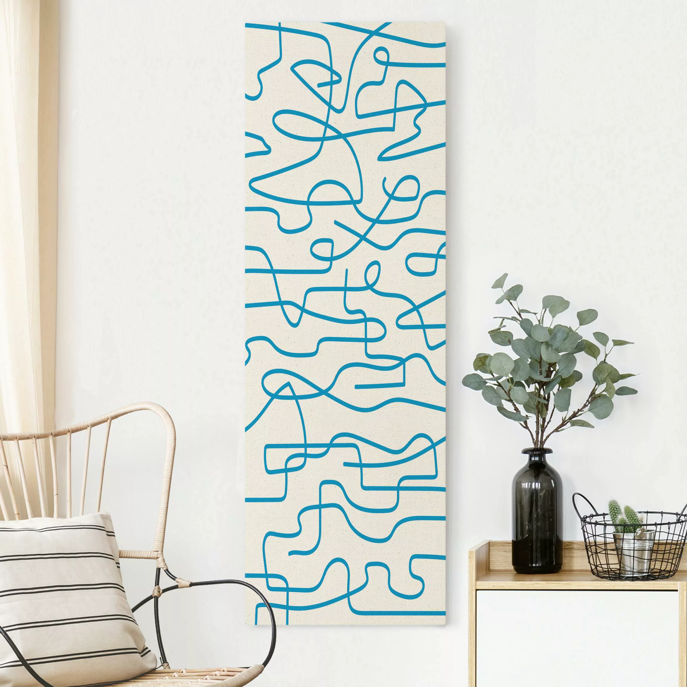 Leinwandbild auf Naturcanvas Abstrakter Linienfluss Blau günstig online kaufen