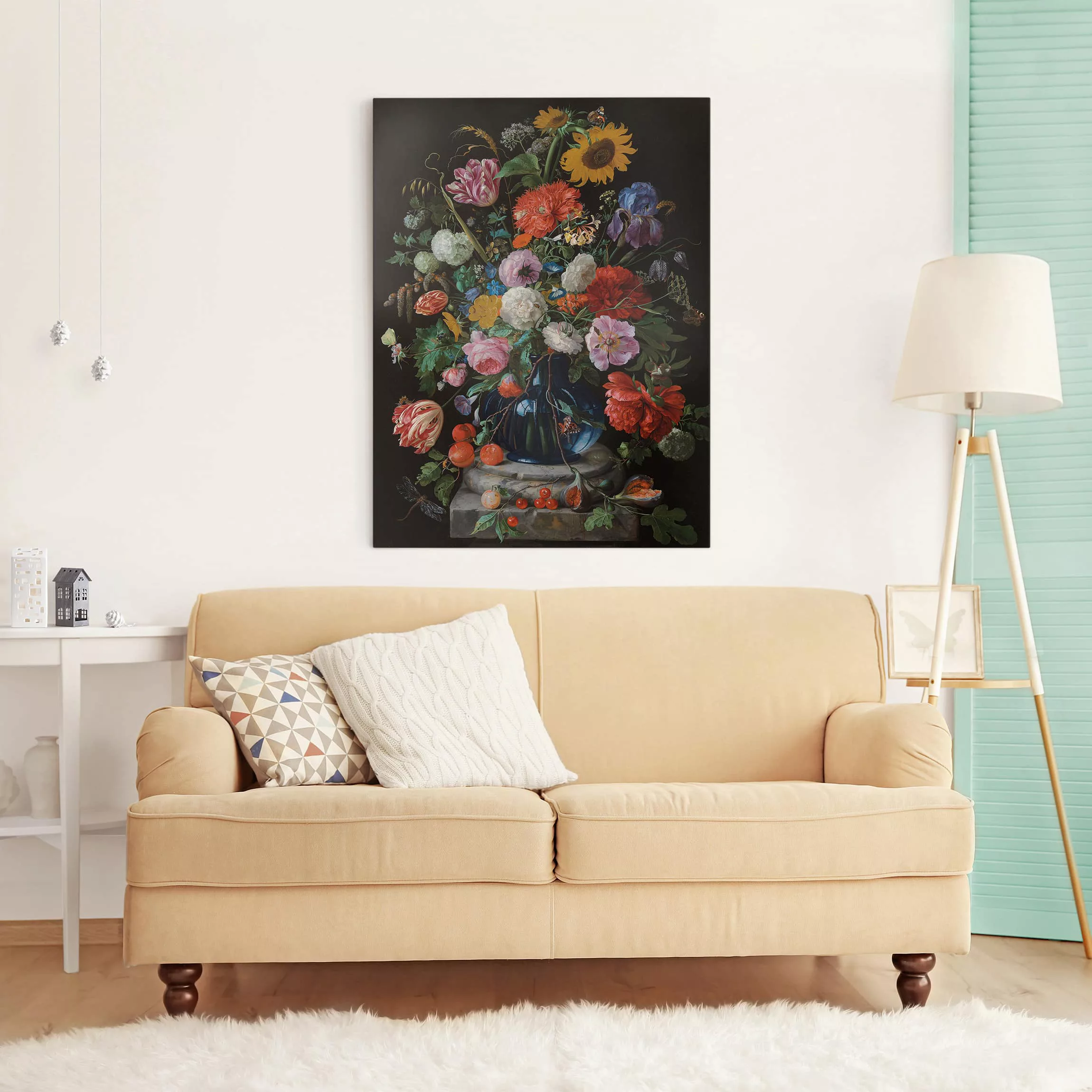 Leinwandbild Kunstdruck - Hochformat Jan Davidsz de Heem - Glasvase mit Blu günstig online kaufen