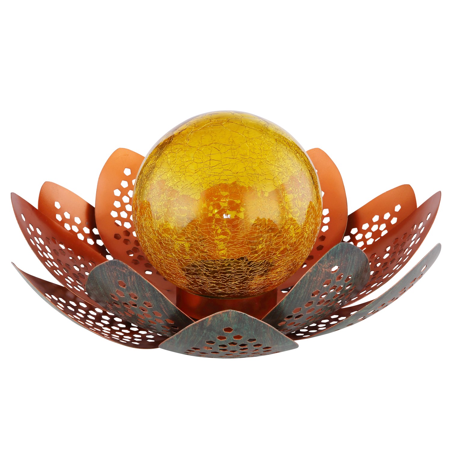 Globo LED-Solarleuchte Metall Gold Blume mit Glaskugel 18 cm x Ø 35 cm günstig online kaufen