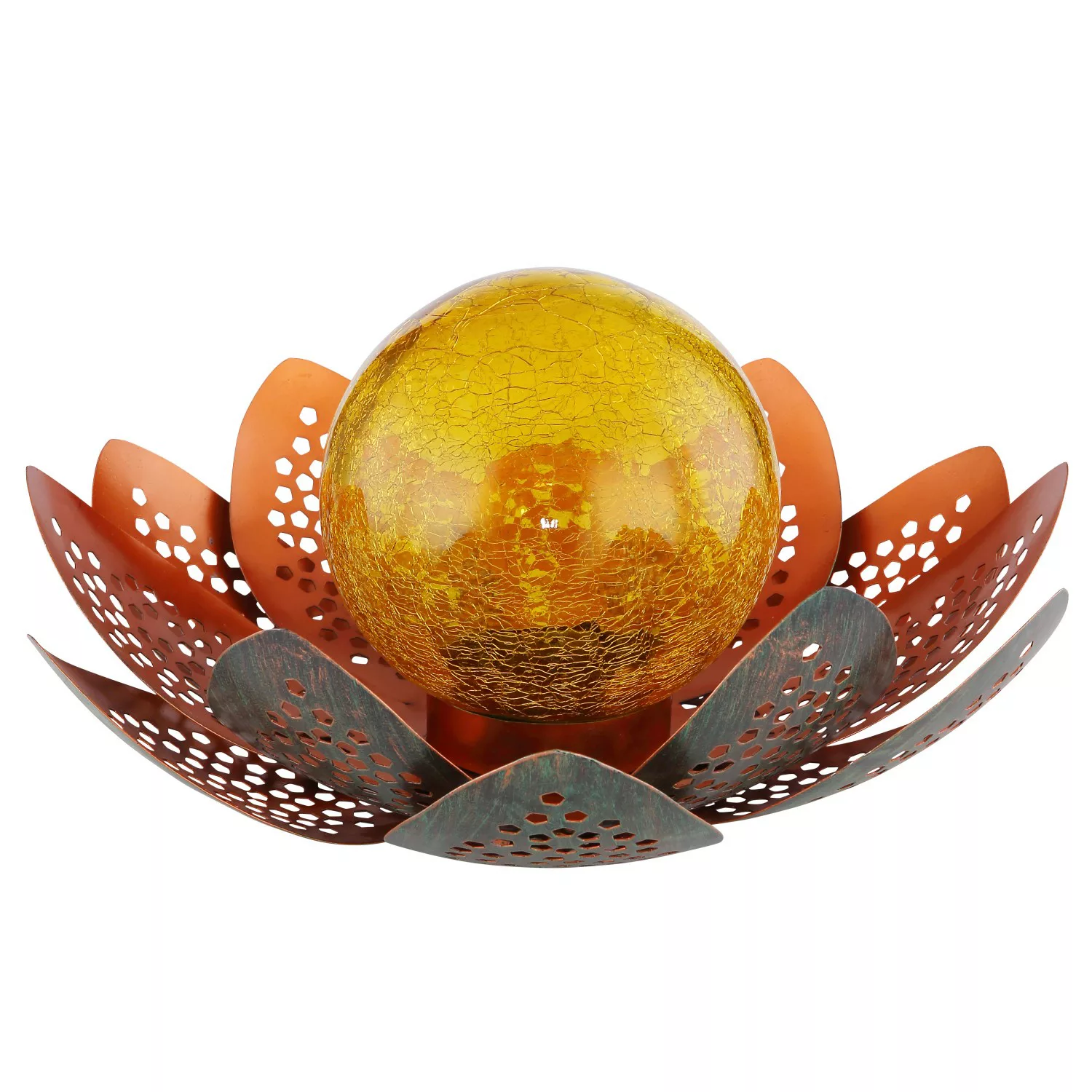 Globo LED-Solarleuchte Metall Gold Blume mit Glaskugel 18 cm x Ø 35 cm günstig online kaufen