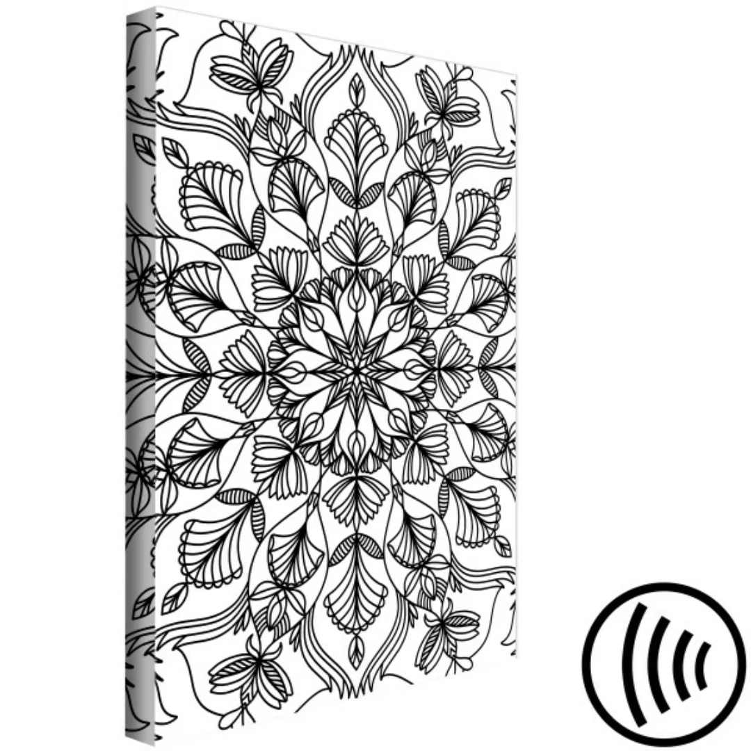 Bild auf Leinwand Mystisches Mandala - minimalistisches Motiv auf weißem Hi günstig online kaufen
