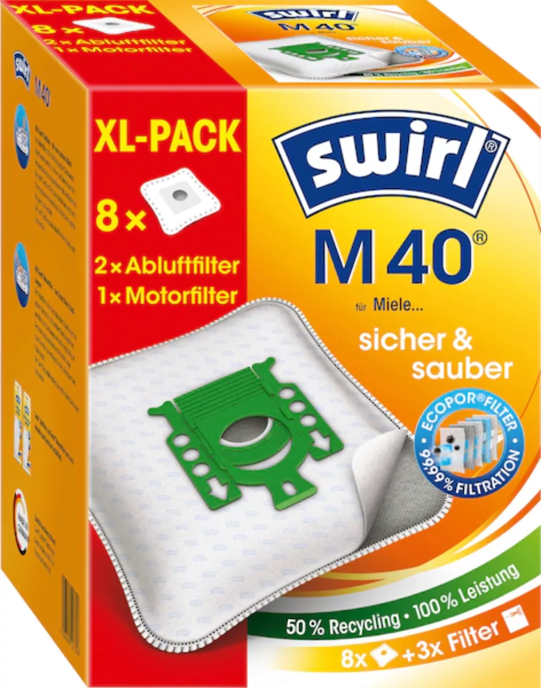 Swirl Staubsaugerbeutel »Swirl® M 40 EcoPor® XL Vorteilspack«, (Packung, 11 günstig online kaufen