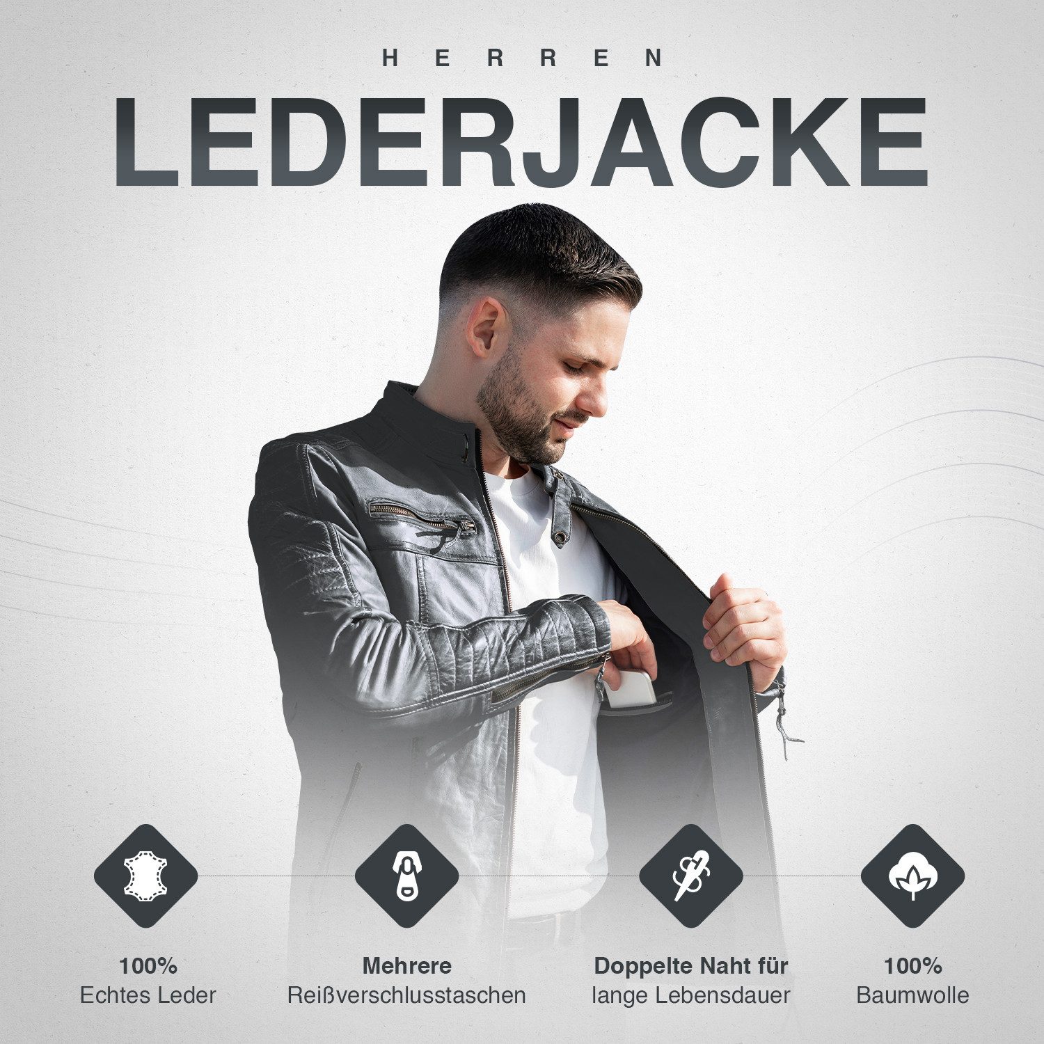 PAULGOS Lederjacke Herren Jacke Übergangsjacke Biker günstig online kaufen