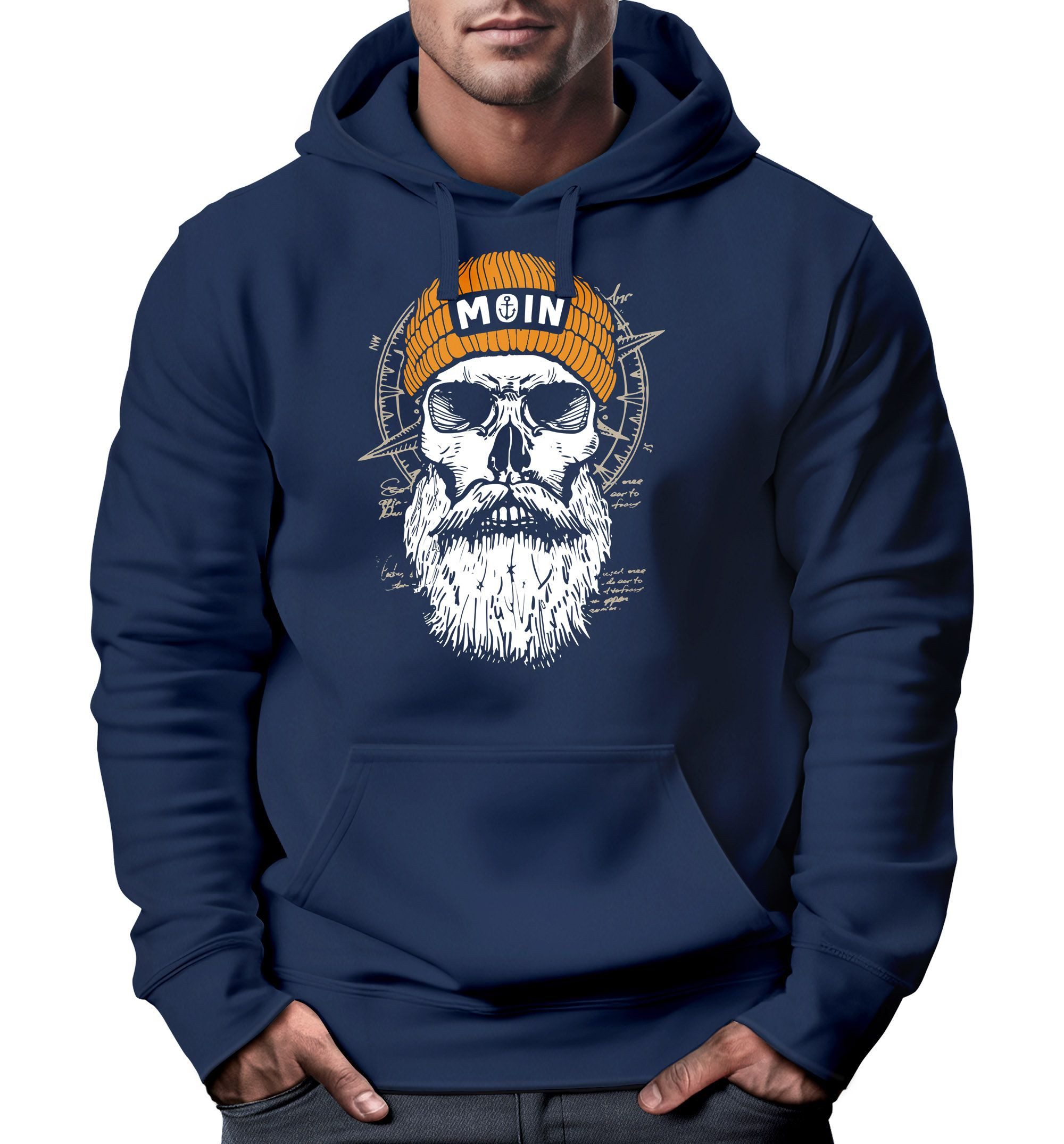 Neverless Hoodie Hoodie Herren Moin Skull günstig online kaufen