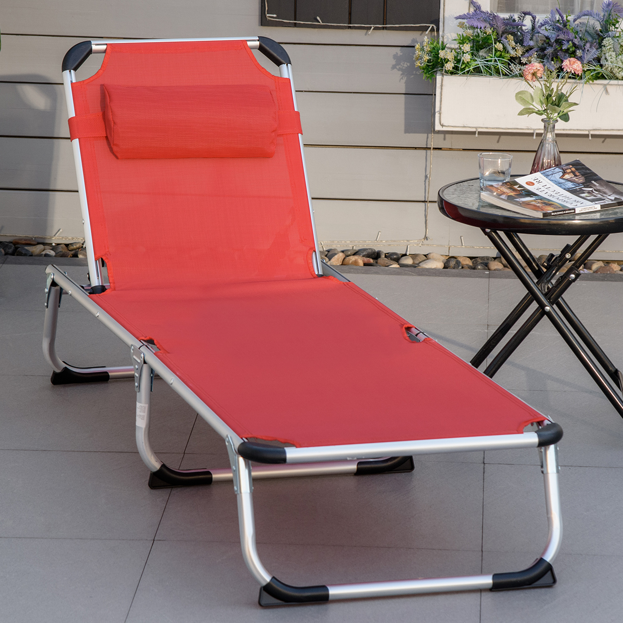 Outsunny Sonnenliege Gartenliege 5-fach verstellbar faltbar ergonomisch mit günstig online kaufen