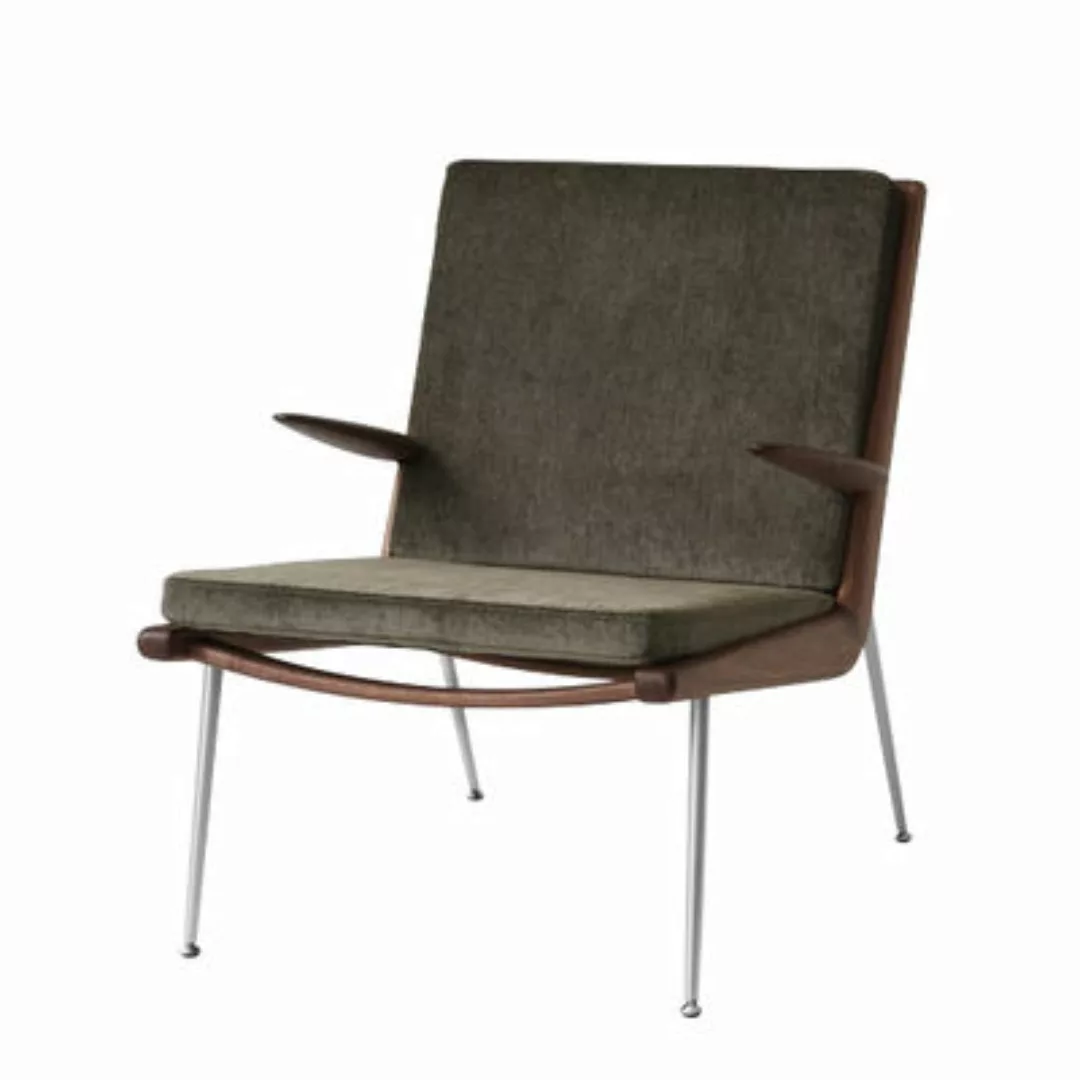 Gepolsterter Sessel Boomerang HM2 (1956) textil grün / Mit Armlehnen - Nuss günstig online kaufen