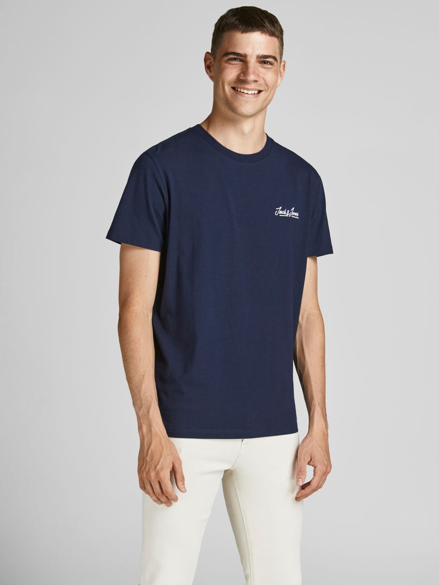 Jack & Jones – Originals – Marineblaues T-Shirt mit kleinem Logo günstig online kaufen