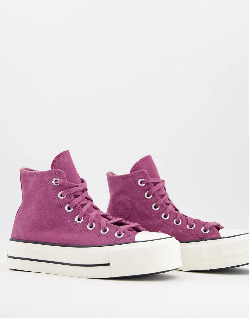 Converse – Chuck Taylor – Gefütterte Plateau-Sneaker aus Wildleder in Beere günstig online kaufen