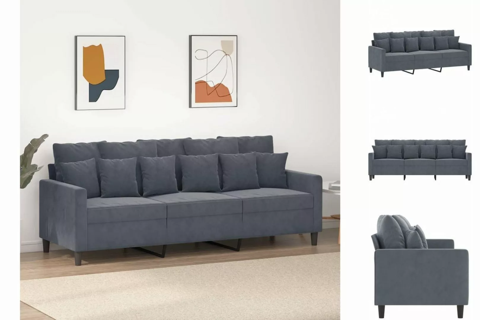 vidaXL Sofa 3-Sitzer-Sofa Dunkelgrau 180 cm Samt günstig online kaufen