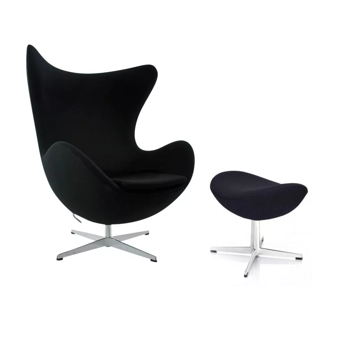 Fritz Hansen - Aktion Egg Chair/Das Ei™ Sessel + Hocker Stoff - schwarz/Ges günstig online kaufen
