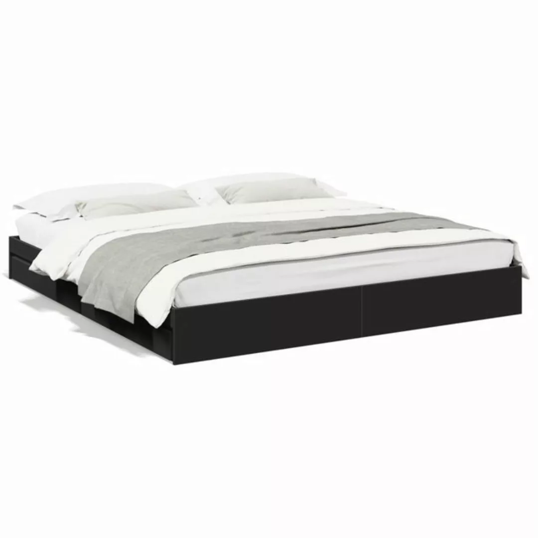 vidaXL Bett Bettgestell mit Schubladen Schwarz 180x200 cm Holzwerkstoff günstig online kaufen