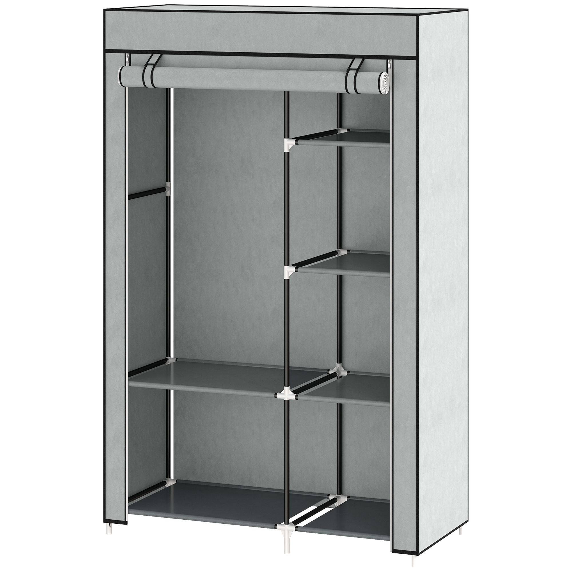 HOMCOM Kleiderschrank Stoffschrank, 6 Fächer, Grau, 103x43x162,5cm, Faltbar günstig online kaufen
