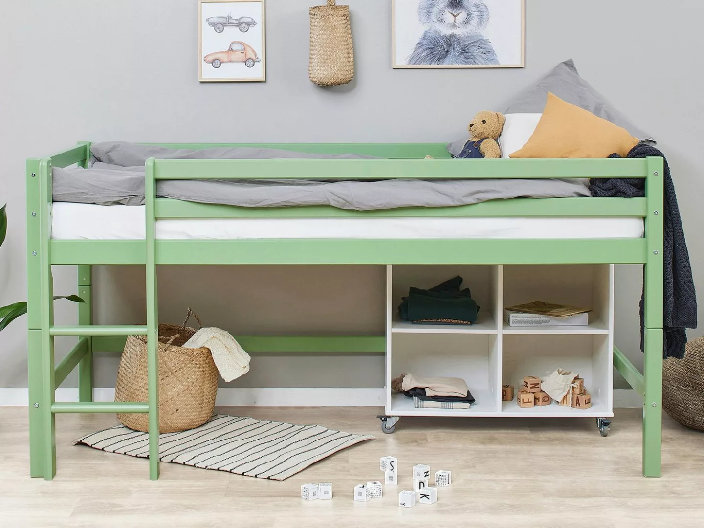 Hoppekids Hochbett "ECO Dream MY COLOR", (Set, Bett), 90x200, umbaubar in E günstig online kaufen