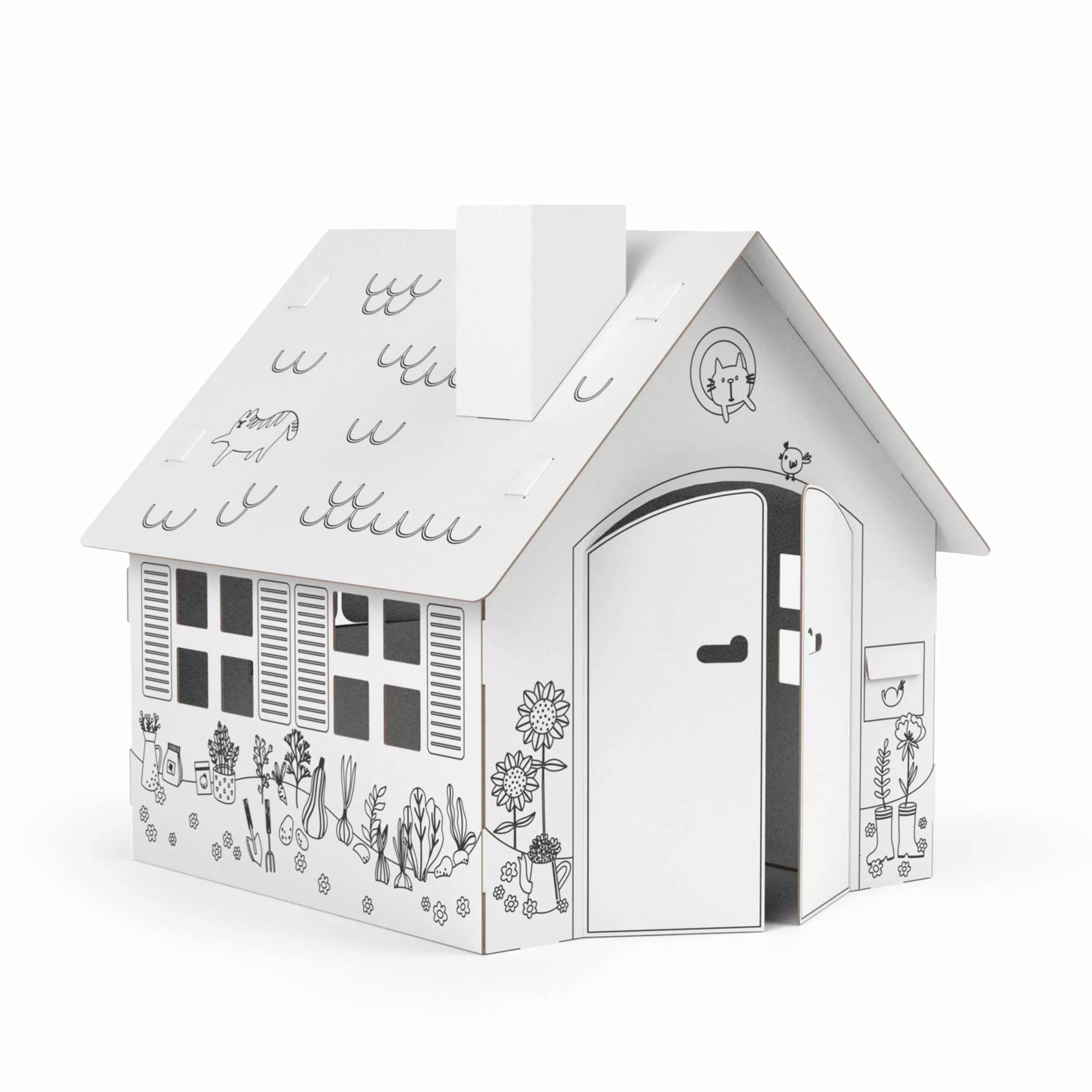 FOLDZILLA Spielhaus Pappe XXL Spielhaus Gartenhaus zum Ausmalen günstig online kaufen