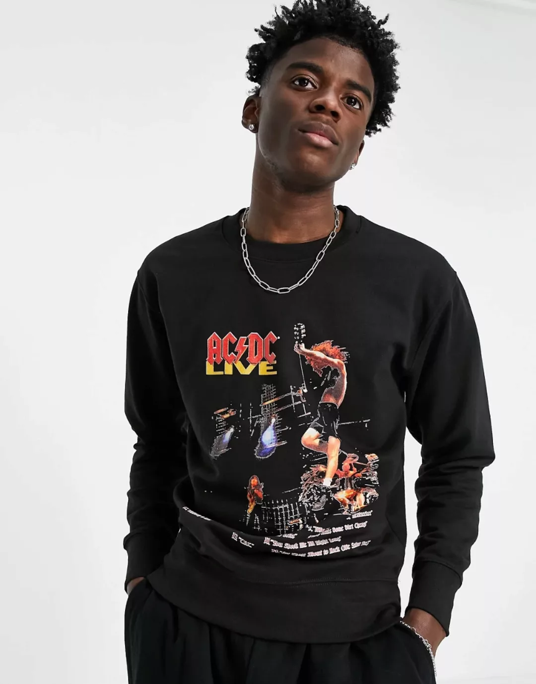 AC DC – Oversize-Sweatshirt in Schwarz günstig online kaufen