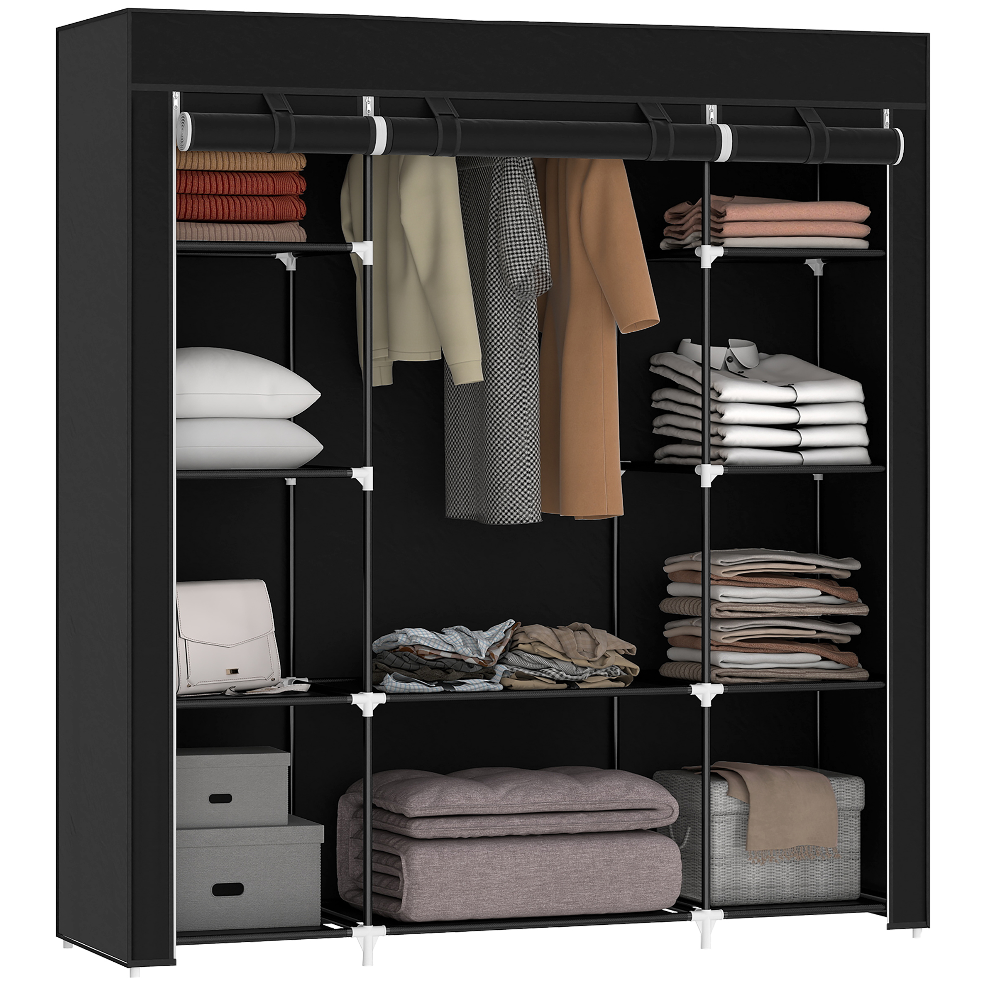 HOMCOM Stoffschrank Faltschrank mit1 Kleiderstange, 9 günstig online kaufen