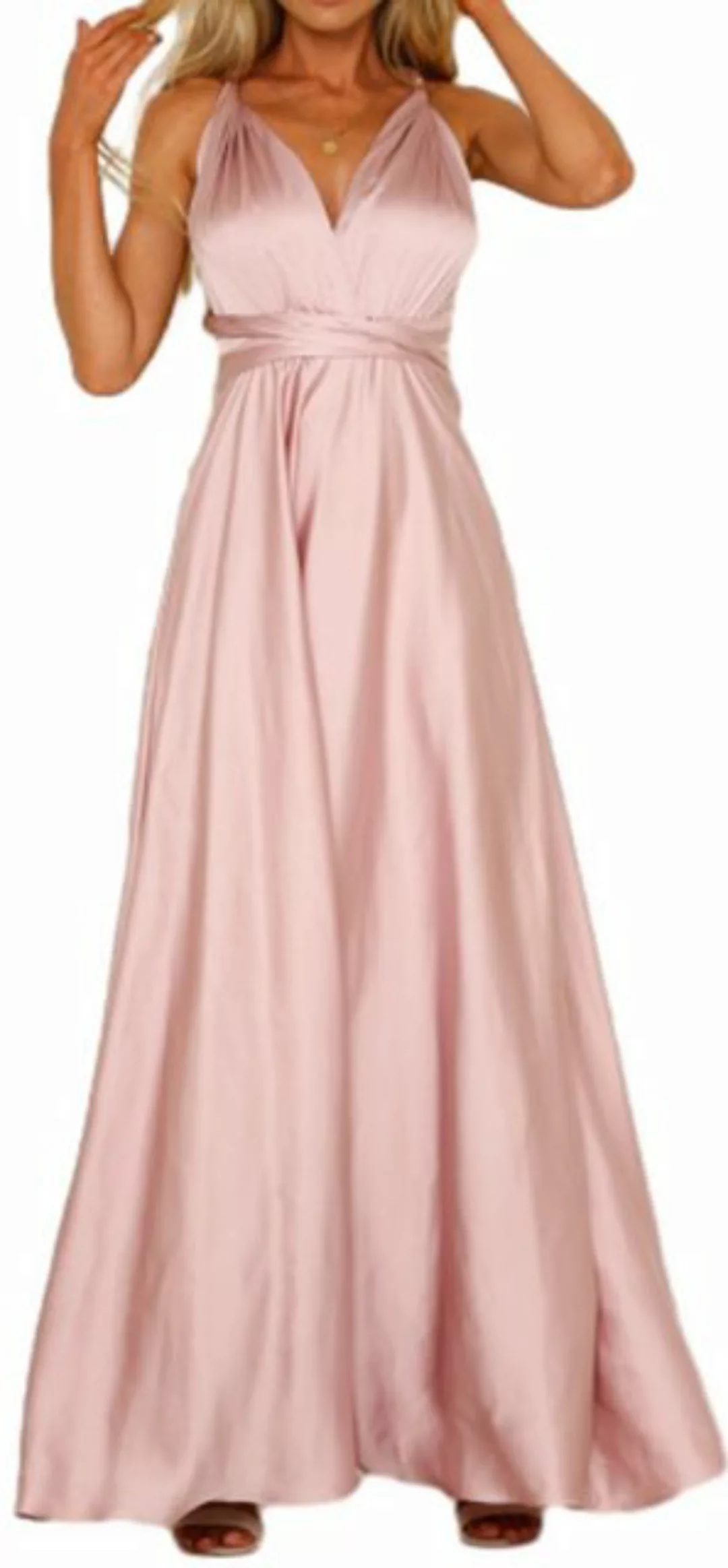 ZWY Dirndl Einfarbiges Kleid mit V-Ausschnitt,rockabilly kleider damen rosa günstig online kaufen