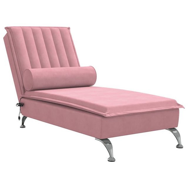 vidaXL Chaiselongue Massage-Chaiselongue mit Nackenrolle Rosa Samt, 1 Teile günstig online kaufen