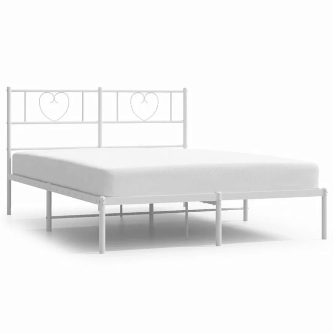 vidaXL Bettgestell Bettrahmen mit Kopfteil Metall Weiß 140x190 cm Bett Bett günstig online kaufen