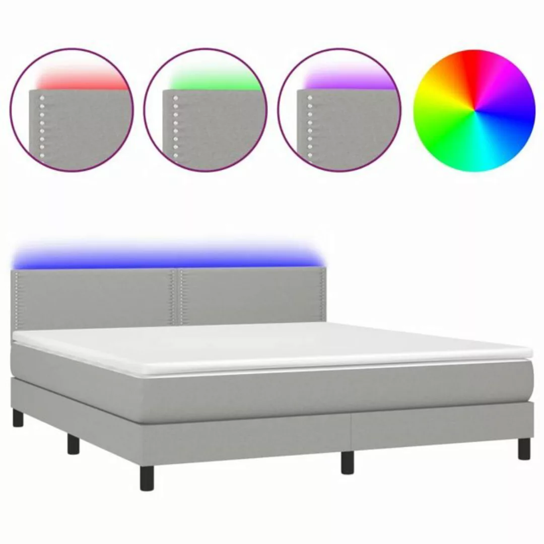 vidaXL Boxspringbett Boxspringbett mit Matratze LED Hellgrau 160x200 cm Sto günstig online kaufen