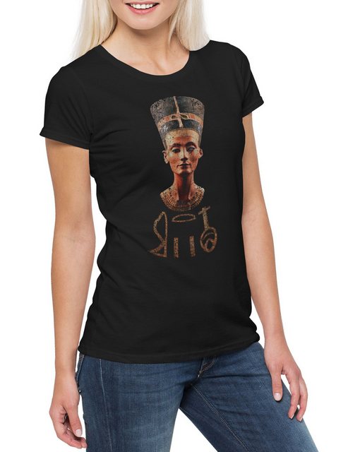 Urban Backwoods Print-Shirt Nefertiti Vintage Damen T-Shirt Egytian Pharao günstig online kaufen