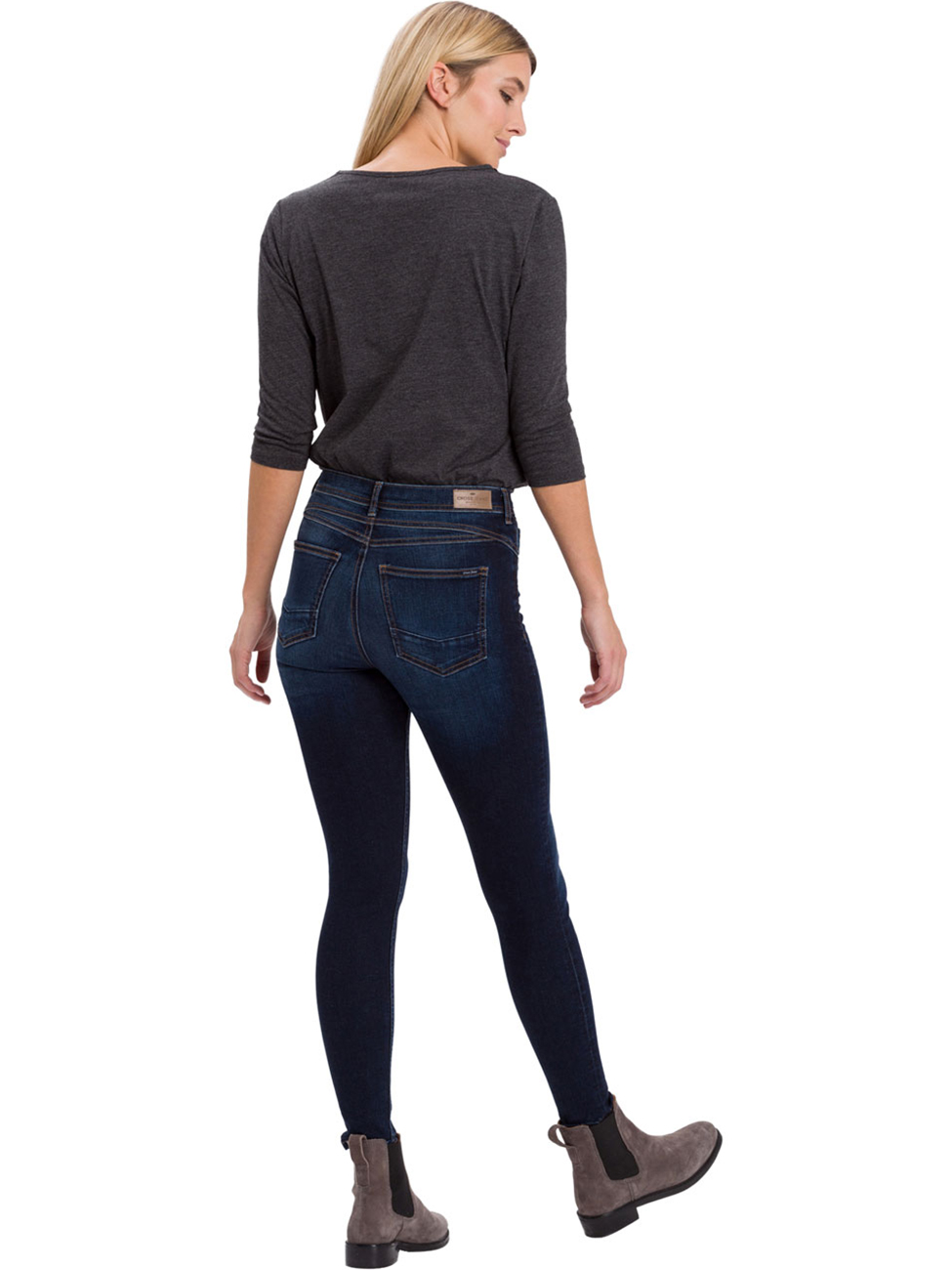 Cross Jeans Damen Jeans Judy - Super Skinny Fit - Grau - Dark Grey Used günstig online kaufen