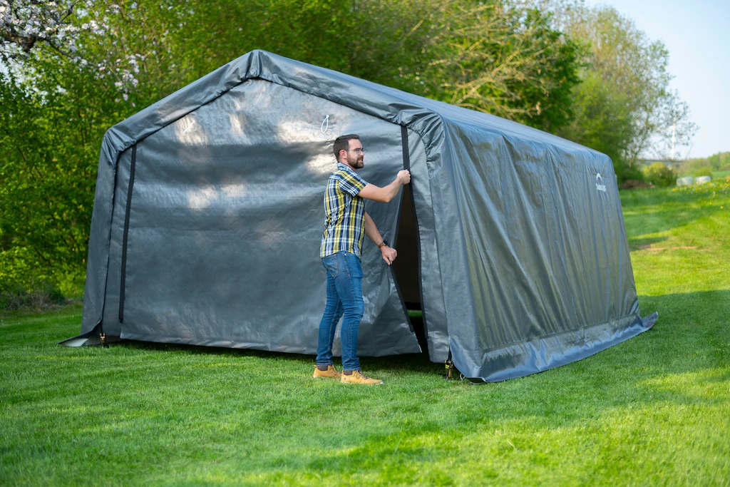 ShelterLogic Foliengerätehaus "Weidezelt Garage", 18 m², Grau günstig online kaufen