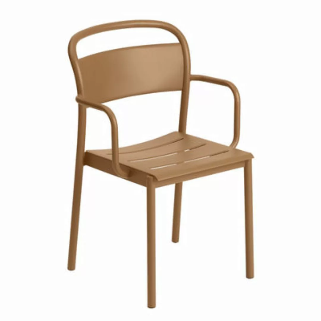 Stapelbarer Sessel Linear metall braun beige / Stahl - Muuto - Beige günstig online kaufen