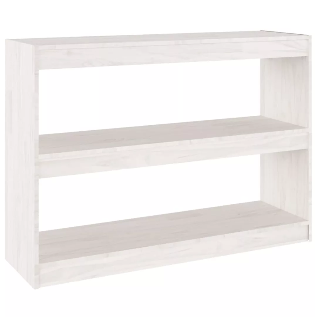 Bücherregal Raumteiler Weiß 100x30x71,5 Cm Massivholz Kiefer günstig online kaufen