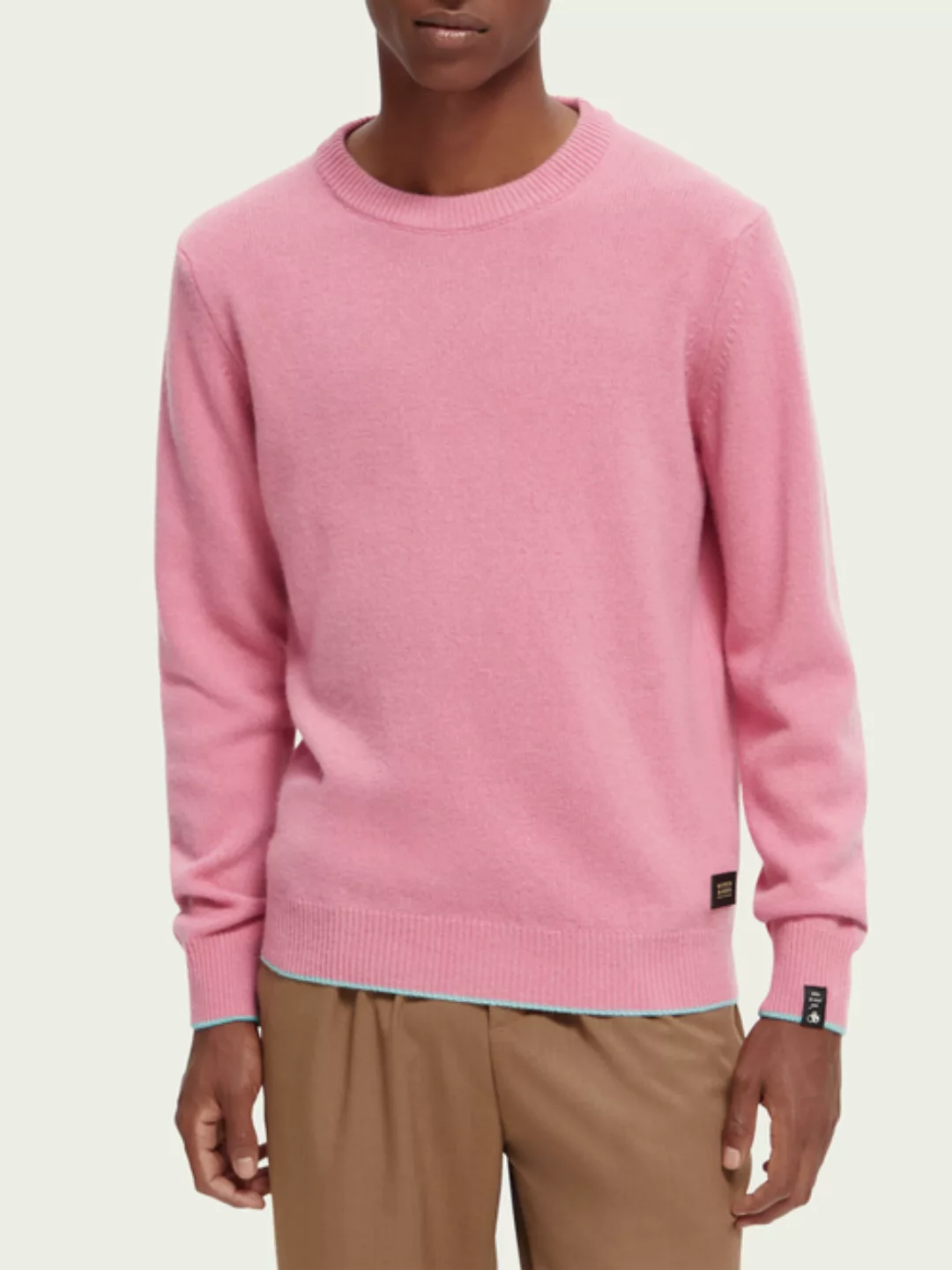 Scotch & Soda Contrast trimmed cashmere crewneck sweater günstig online kaufen