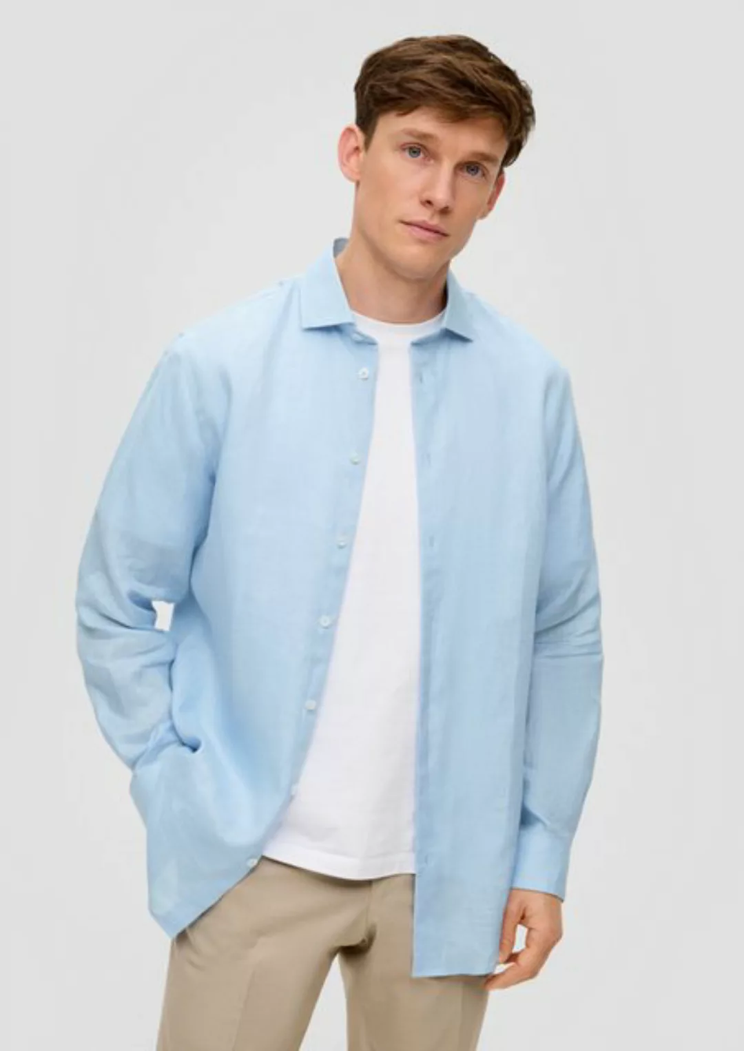 s.Oliver BLACK LABEL Langarmhemd Regular: Anzugshemd aus Leinen günstig online kaufen