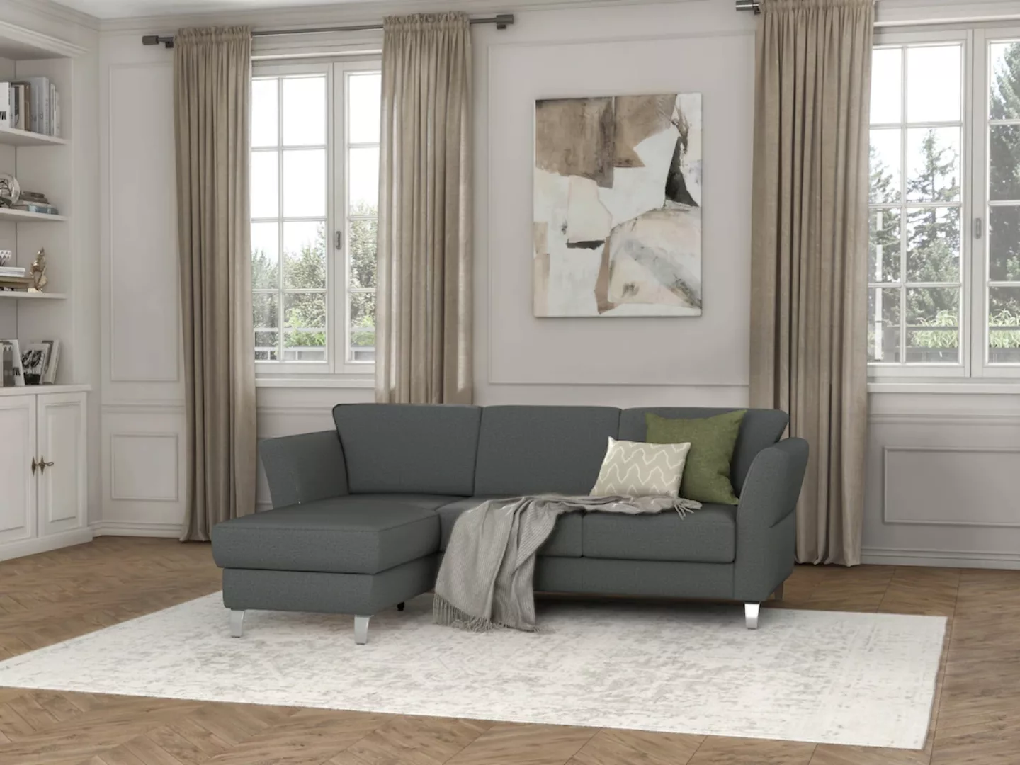 sit&more Ecksofa "Visby L-Form", wahlweise mit Bettfunktion und Bettkasten, günstig online kaufen