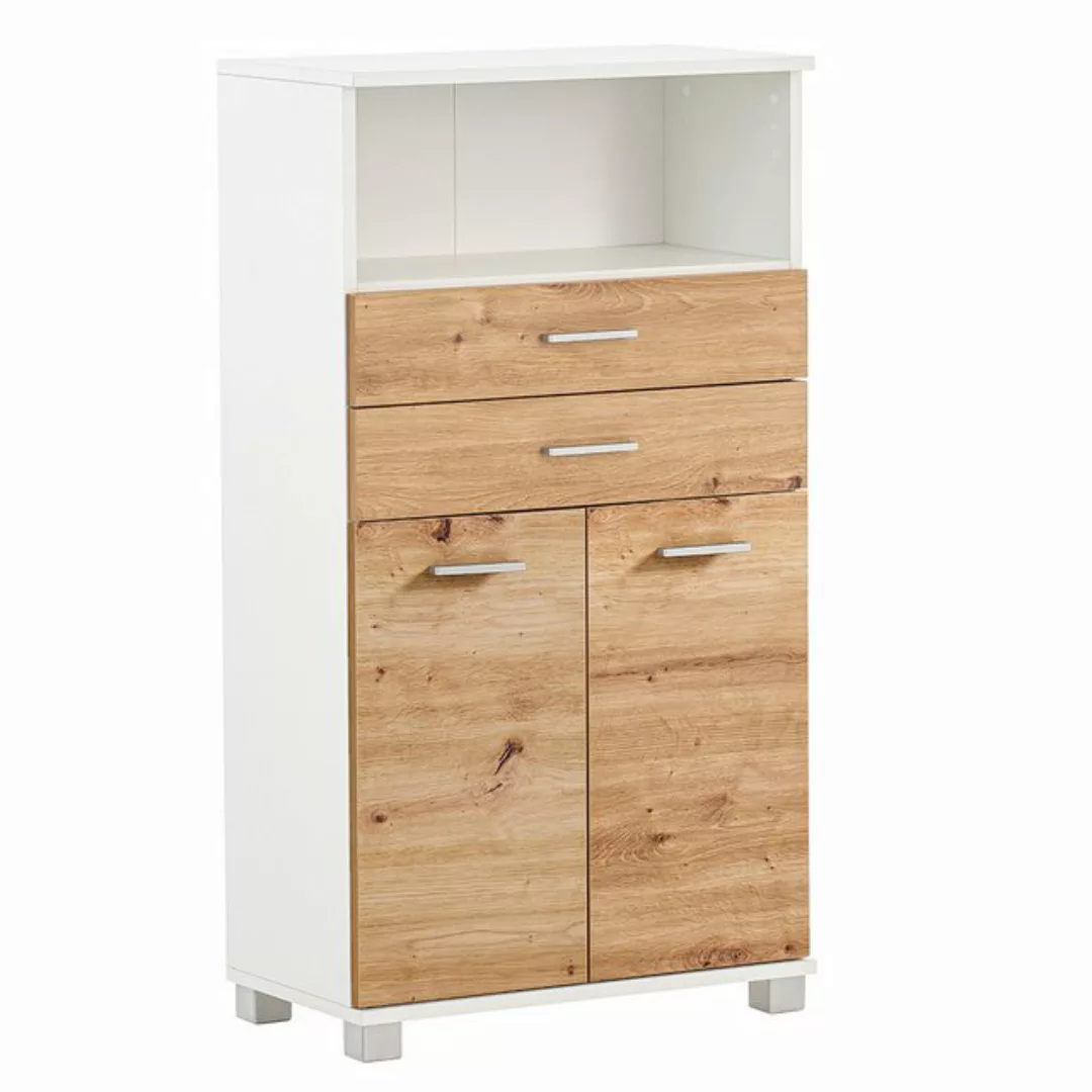 Lomadox Midischrank PROVIDENCE-80 in weiß mit Eiche, 60cm breit günstig online kaufen