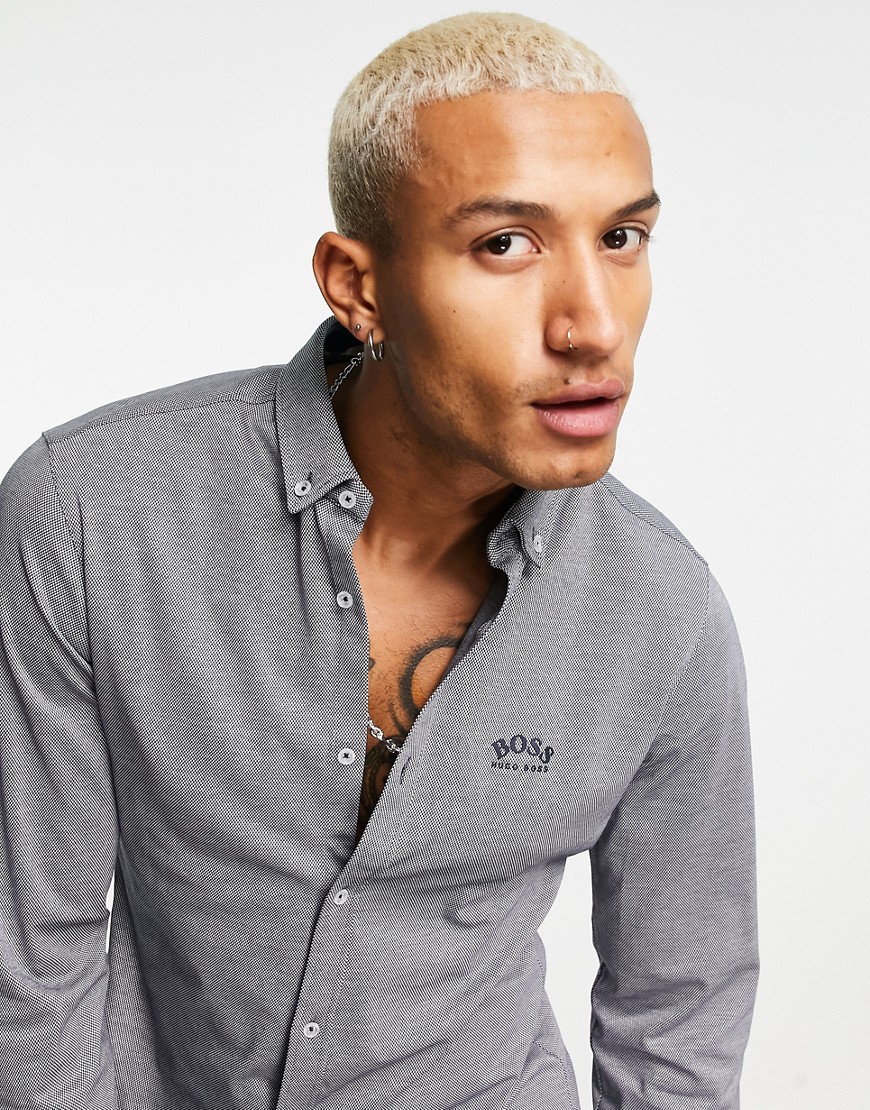 BOSS Athleisure – Biado – Hemd in Navy mit Logo auf der Brust-Marineblau günstig online kaufen