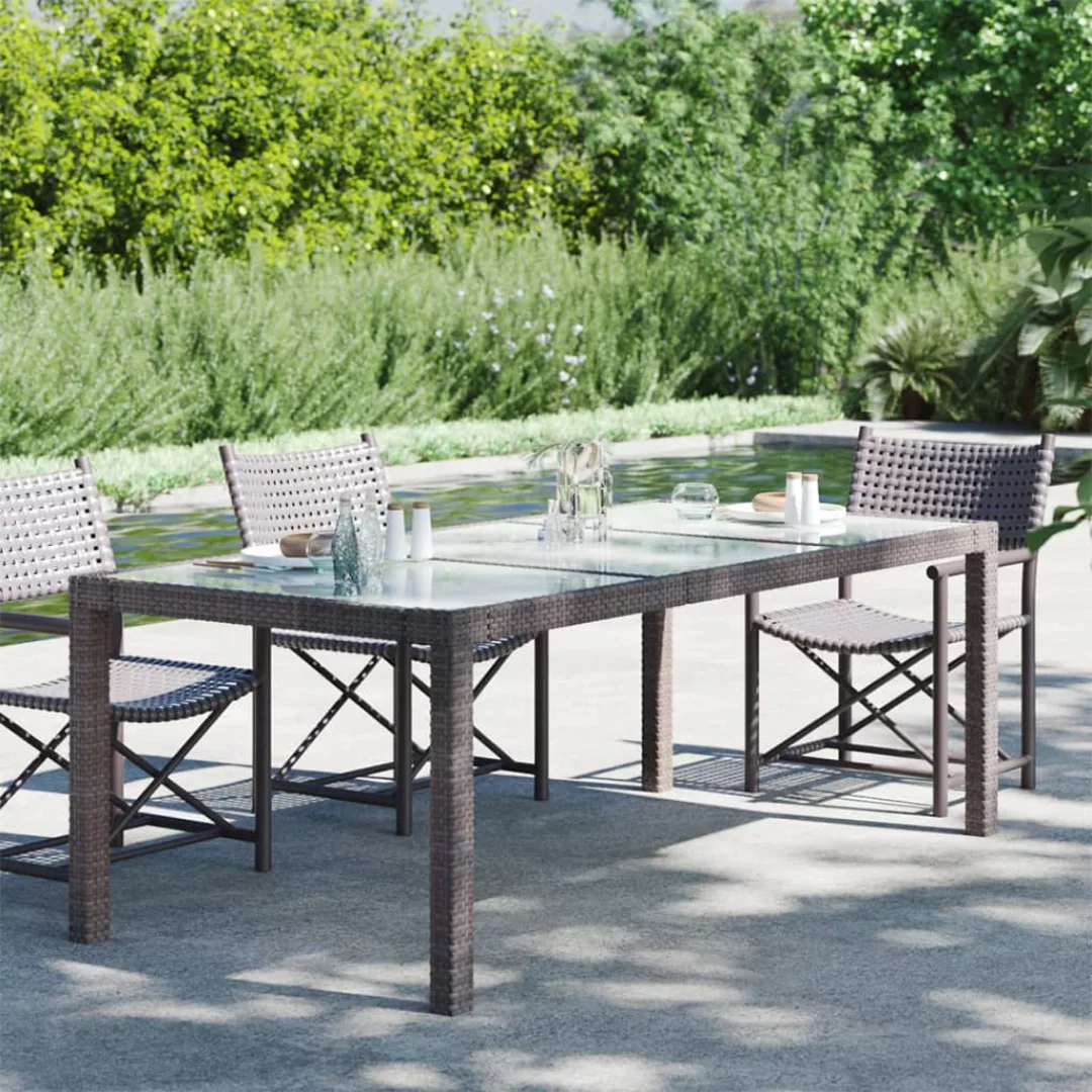 Gartentisch Braun 190x90x75 Cm Gehertetes Glas Und Poly Rattan günstig online kaufen