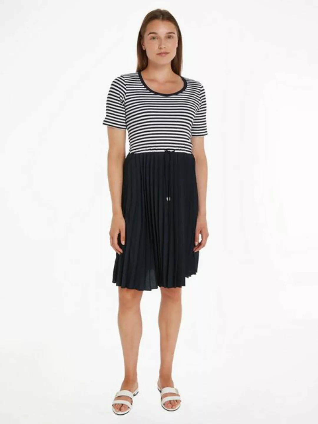 Tommy Hilfiger Midikleid 5x2 RIB CNK PLEATED KNEE DRS SS in gestreifter Opt günstig online kaufen