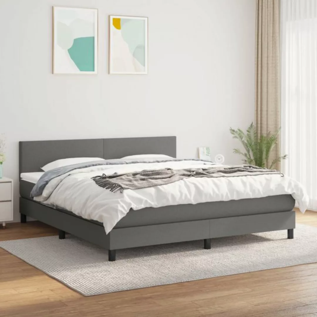 vidaXL Boxspringbett Boxspringbett mit Matratze Dunkelgrau 180x200 cm Stoff günstig online kaufen