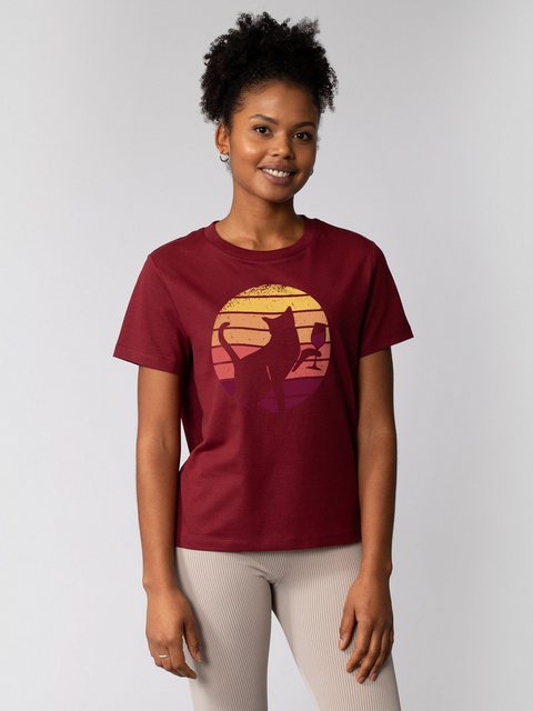 wat? Apparel T-Shirt Sunset Katze & Rotwein günstig online kaufen