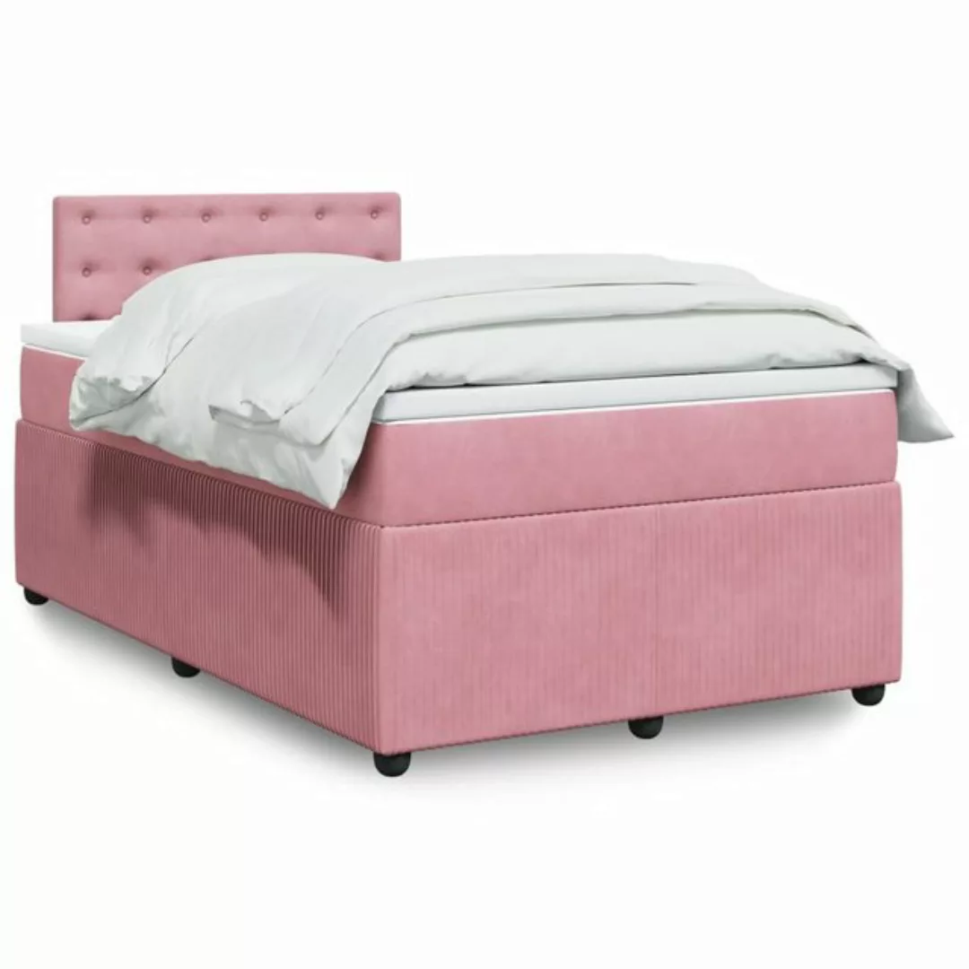 vidaXL Boxspringbett, Boxspringbett mit Matratze Rosa 120x200 cm Samt günstig online kaufen